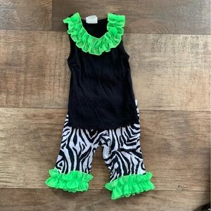 Reflectionz baby girl Zebra print neon ruffle outfit